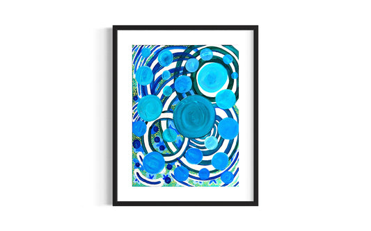 Abstract Art Print | Blues Bubbles